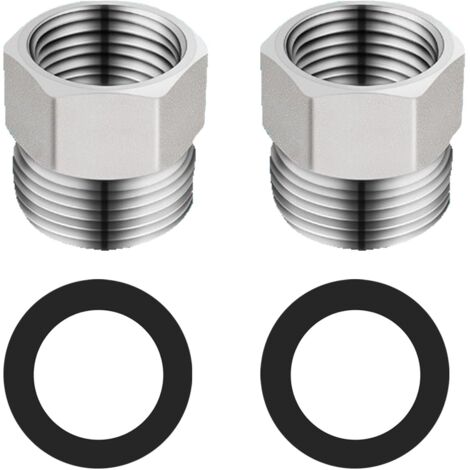 Runder Schlauchverbinder, Brauseschlauch-Reduzierstück, G1/2" auf G3/8", Edelstahl, Chrom