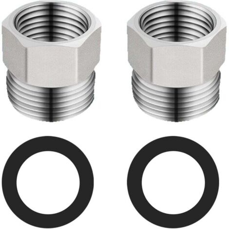 Runder Schlauchverbinder, Duschschlauch-Reduzierstück, G1/2" auf G3/8", Edelstahl, Chrom