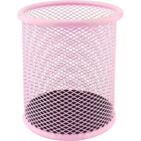 Runder Stiftehalter aus Metall, Netzdesign, puderrosa, Ø 91 mm, für Büro/Zuhause, 1 Stück