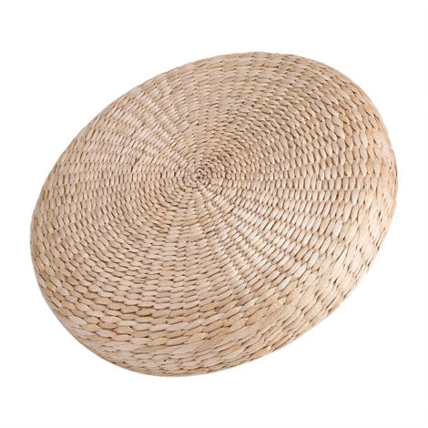 Runder Strohpouf (40 cm), Meditationskissen, weiche Yogamatte
