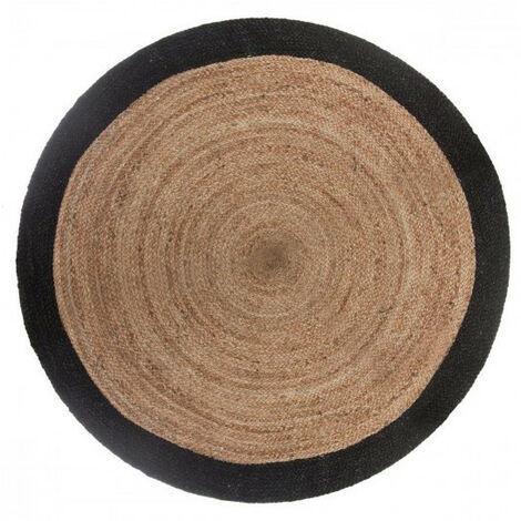 Runder Teppich aus Jute mit schwarzem oder weißem Rand Durchmesser 120 cm Atmosphera - Schwarz