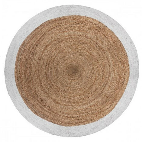 Runder Teppich aus Jute mit schwarzem oder weißem Rand Durchmesser 120 cm Atmosphera - Weiß