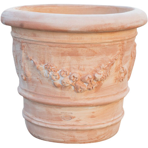Runder Terrakotta-Vase 50X44 cm Vase für draußen Vase Gartenpflanzer Made in Italy Blumenvase Balkonvase Pflanzshale