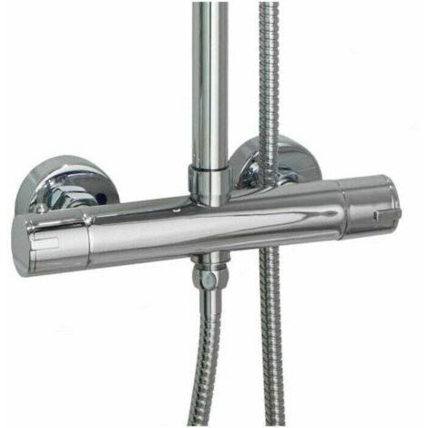 Runder Thermostatmischer mit Doppelauslauf für Duschsäule – Chrom