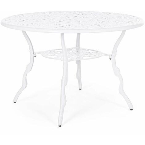 Runder Tisch "Victoria" aus Aluminium für Garten und Veranda Ø 110 cm -Weiss