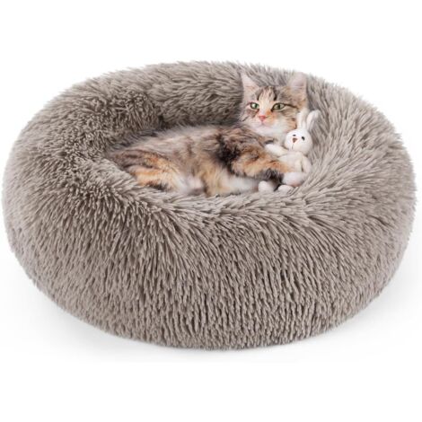 Runder und weicher Katzen- und Hundekorb, maschinenwaschbar, beige, Außendurchmesser 40 cm, 1 Stück