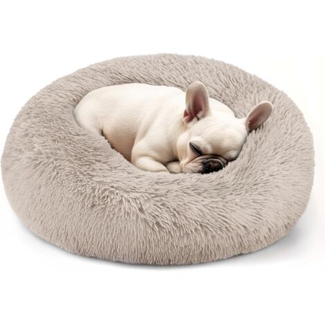 Runder und weicher Katzen- und Hundekorb, maschinenwaschbar, beige, Außendurchmesser 60 cm, 1 Stück