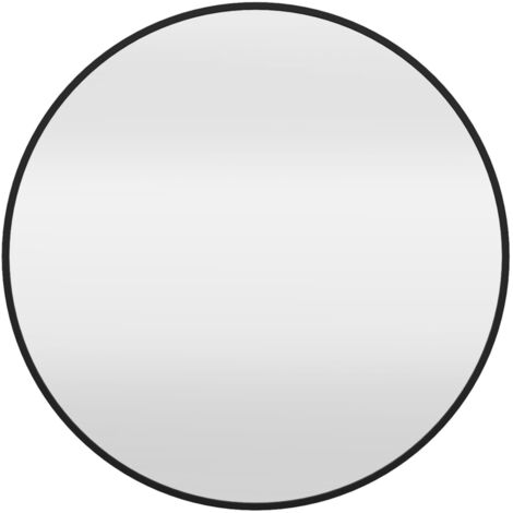 Runder Wandspiegel aus schwarzem Metall D. 85 cm