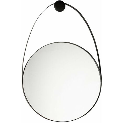 Runder Wandspiegel "Kieran" aus schwarz lackiertem Stahl für moderne Innenräume -Ø 46 cm