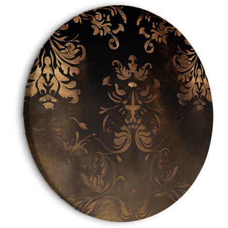 Rundes Bild – Barockornamente in patiniertem Gold und Bronze: Retro-Motiv / Dunkle Barockmuster mit Goldakzenten