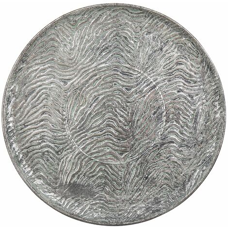Rundes Deko-Tablett aus Metall in Silber ø 49 cm Glamour Look Kitnos - Silber