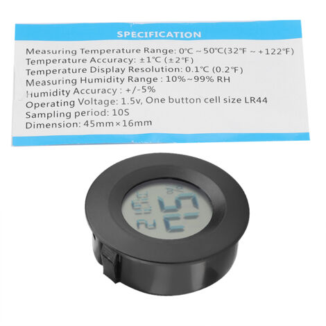 Rundes digitales LCD-Thermometer für Reptilien und Haustiere (Schwarz)