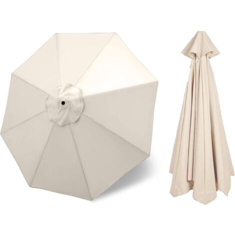 Rundes Ersatzdach für Terrassenschirm mit 8 Streben, hochwertiges Ersatzschirmgewebe aus Polyester, Ersatz-Sonnenschirmbezug (Farbe: Beige, Größe: 3 m (10 ft))