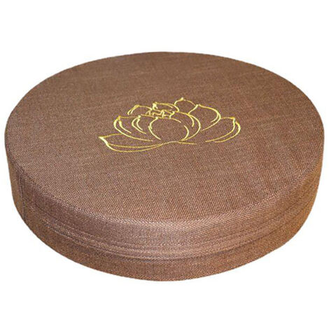 Rundes, festes Meditationskissen aus Schaumstoff, abnehmbarer, waschbarer Leinenbezug für Wohnzimmer, Tatami oder Balkon, Braun