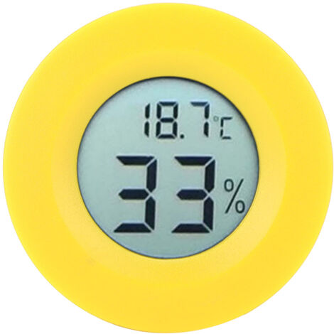 Rundes gelbes LCD-Thermometer-Hygrometer für den Innenbereich – Mini-Einbauausführung