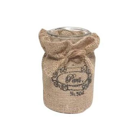 Rundes Glas mit Jute cmø10,5h19