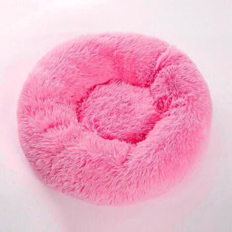 Rundes Haustierbett aus weichem Fleece, Decke, Schlafbett für Katzen und Welpen, Rosa – 50 cm