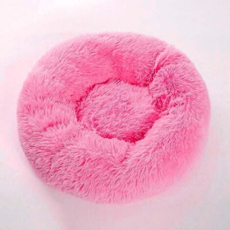 Rundes Haustierbett aus weichem Fleece, Decke, Schlafbett für Katzen und Welpen, Rosa – 50 cm