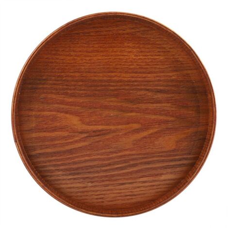 Rundes Holztablett, Teebrett aus Naturholz zum Servieren von Speisen und Getränken im Hotel (Durchmesser: 21 cm/8,27 Zoll)