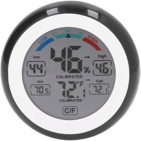 Rundes, kabelloses elektronisches Touchscreen-Thermometer-Hygrometer für den Innen- und Außenbereich mit LCD-Bildschirm