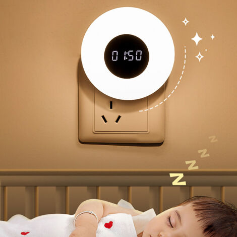 Rundes Nachtlicht mit Timer, platzsparend, 2-in-1, verstellbares ABS-Gehäuse, Baby-Nachtlicht fürs Schlafzimmer, 3 Farben