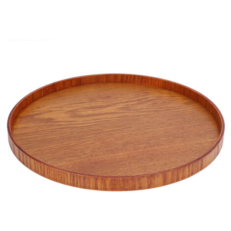 Rundes Serviertablett aus Holz, schlichtes und elegantes Design, glänzende Oberfläche, stabile Konstruktion, langlebiges Holztablett, 30 cm Durchmesser