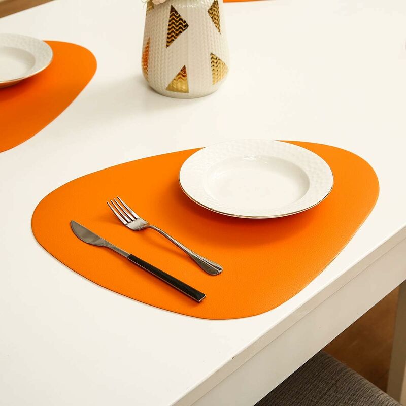 Round Set of 6 Placemats Non-Slip Washable Heat Resistant pvc Placemats for Dining Table