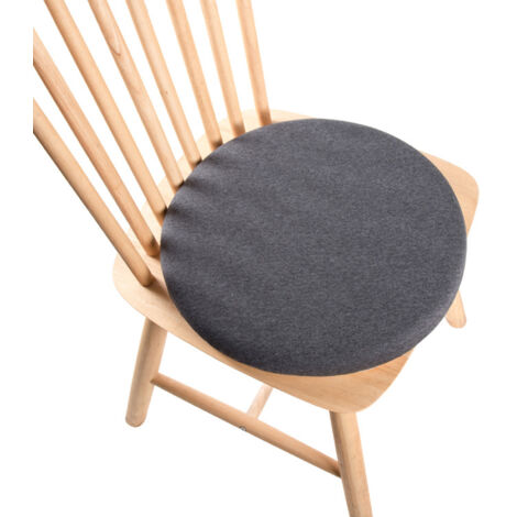 Rundes Sitzkissen mit hochdichtem Memory-Schaum (40 x 40 x 4,5 cm), abnehmbarem und waschbarem Bezug, rutschfest, dunkelgrau