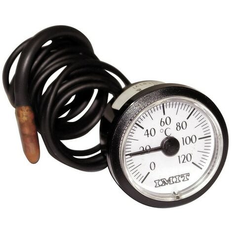 QWORK Thermometer mit Fühler Kapilar für Kessel, Heizungs- und Kühlsysteme  Verwendet, Kapillare 1000 mm, 0-120°C