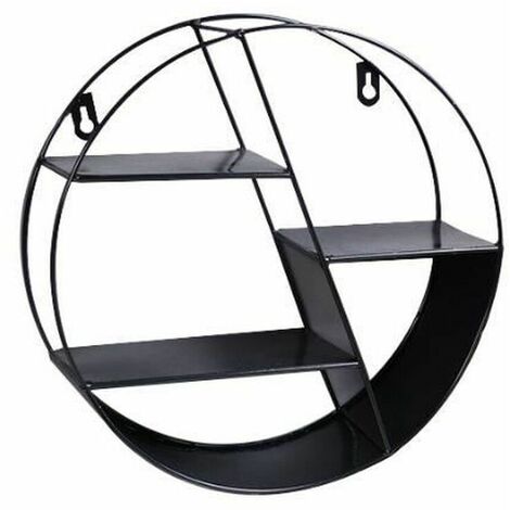 Rundes Wandregal aus Metall mit 3 Ebenen – 29 x 10 cm für Schlafzimmer und Büro – Schwarz