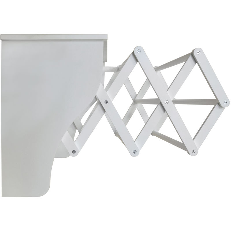 White WATSONS RUNDLE Wall Mounted Folding Extending Towel Rail with Shelf and Hooks