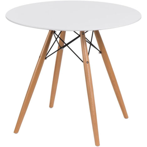 RUNDTISCH weiß/natur DTW 80cm Skandinavisch