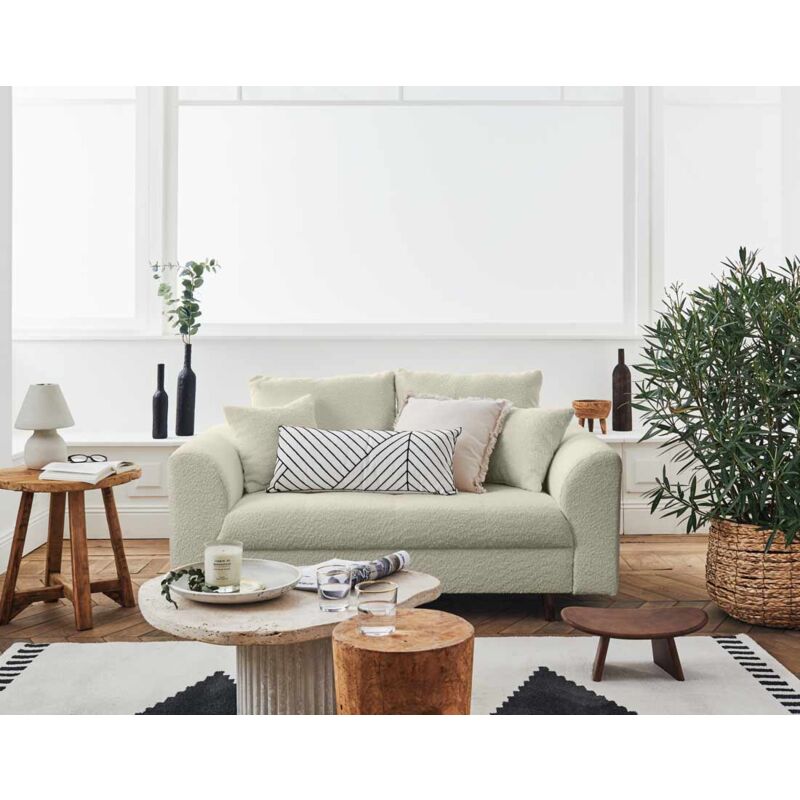 Lisa Design - Rune - canapé 2 places - en tissu bouclette - beige