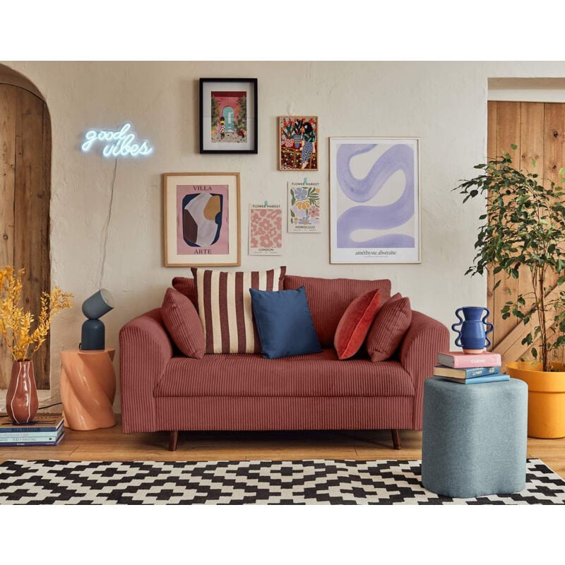 Lisa Design - Rune - canapé 2 places - en velours côtelé - terracotta