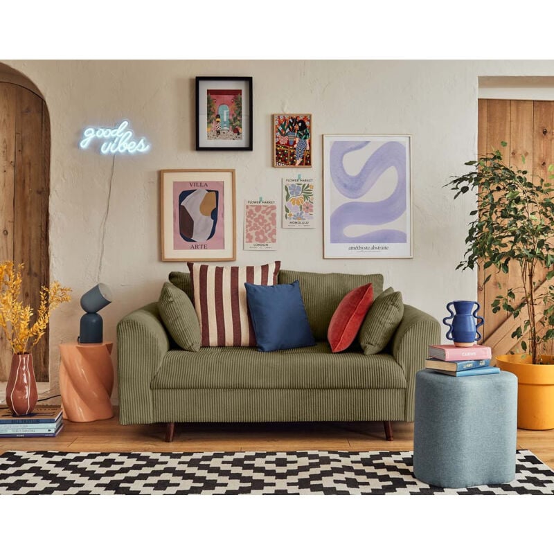Lisa Design - Rune - canapé 2 places - en velours côtelé - vert