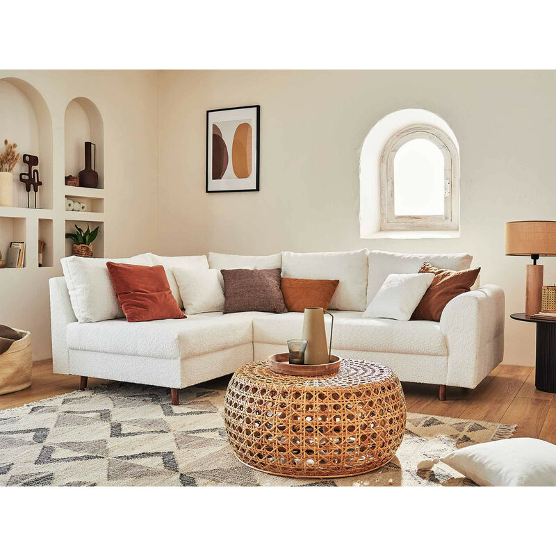 Lisa Design - Rune - canapé d'angle gauche - 4 places - en tissu bouclette - blanc