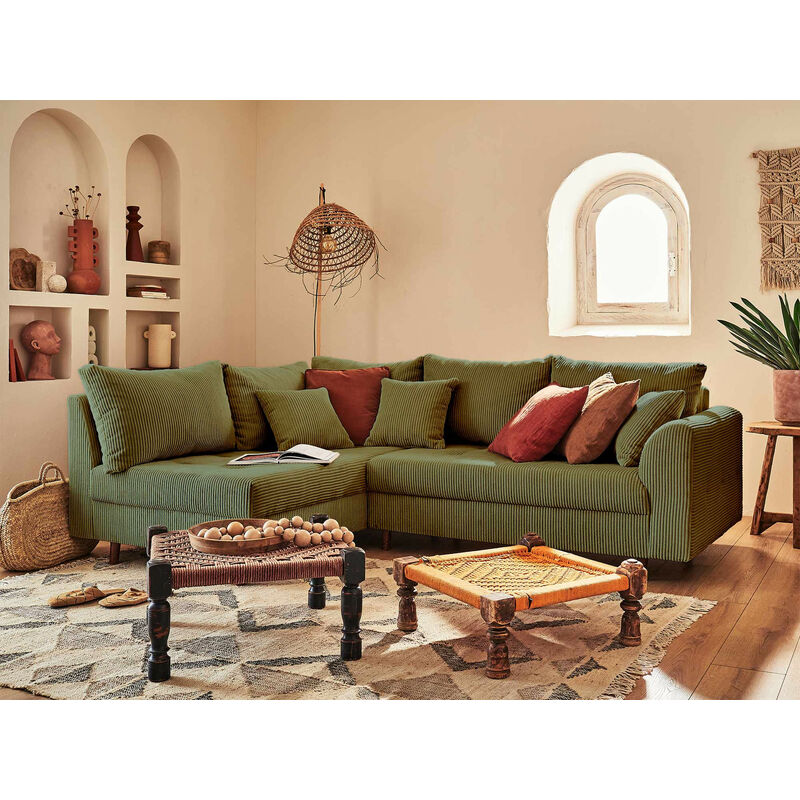 Canapé d'angle 4 places Velours Design Vert Promotion