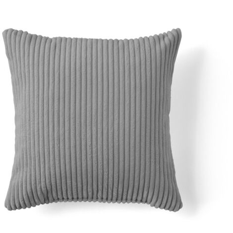 Rune - coussin - en velours côtelé - 37x37 cm - gris clair