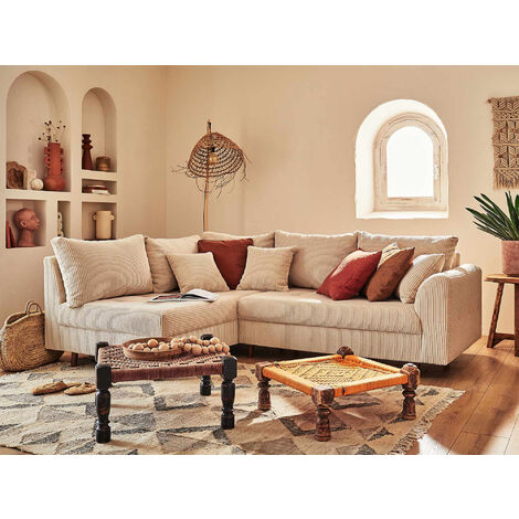 Rune – ecksofa links – 4-sitzer – aus cord - beige