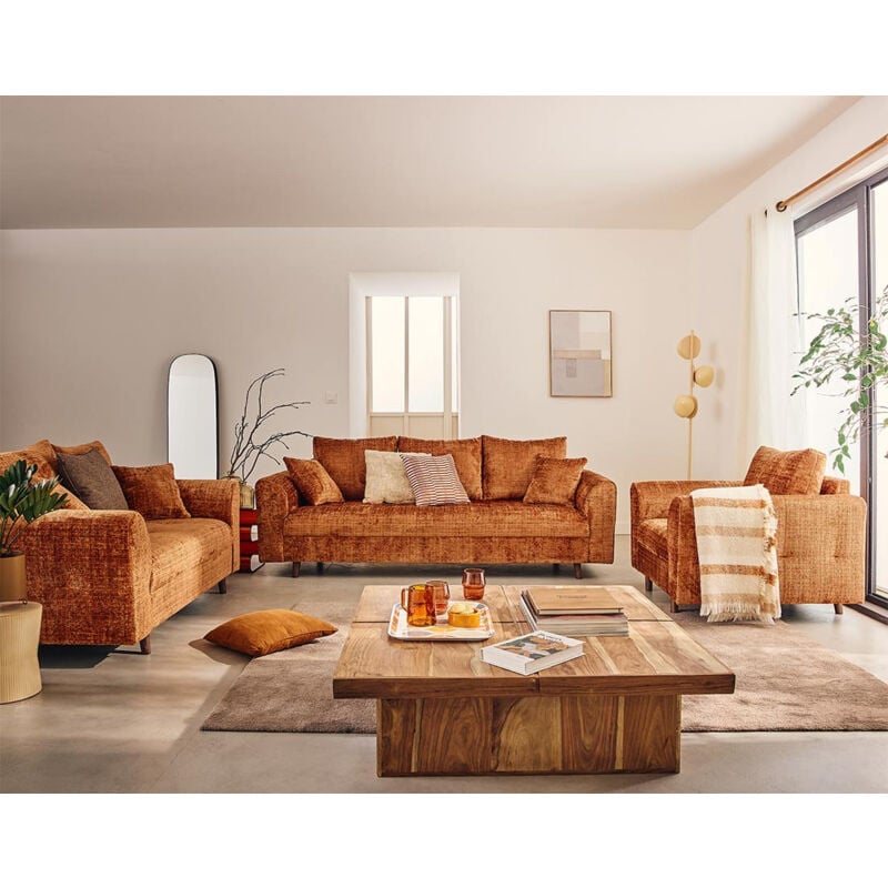 Lisa Design - Rune - fauteuil en velours texturé - rouille