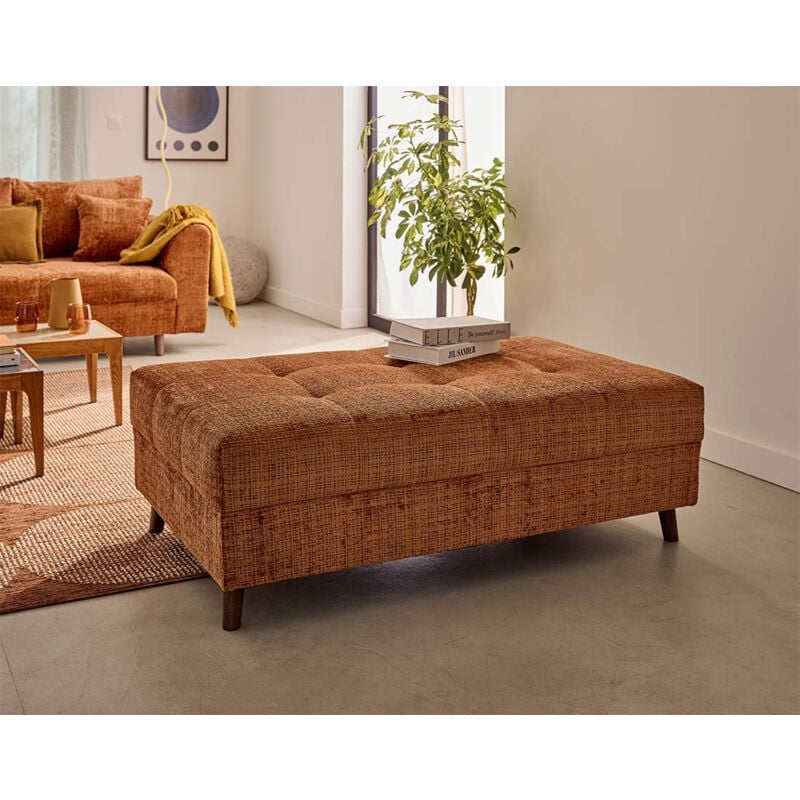 Rune - pouf en velours texturé - rouille