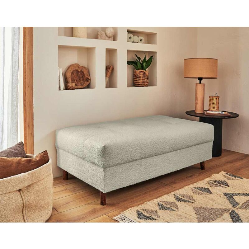 Lisa Design - Rune - pouf modulable - en tissu bouclette - beige