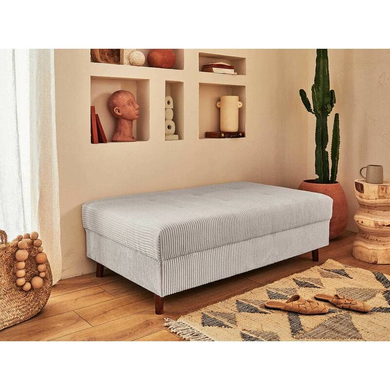 Rune - pouf modulable - en velours côtelé - gris clair