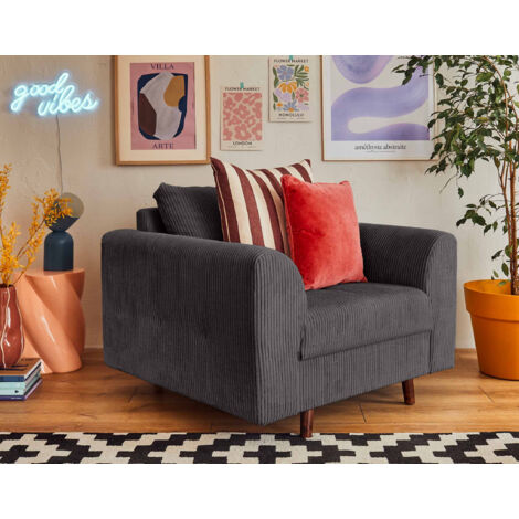 Rune – sessel – aus cord - dunkelgrau