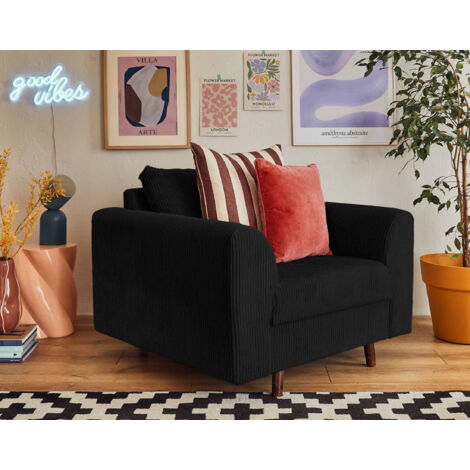 Rune – sessel – aus cord - schwarz