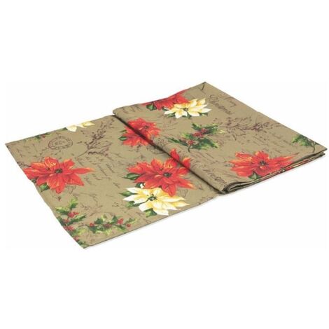 Runner 45X180 Cm Stella Natale Con Scritte Bronzo