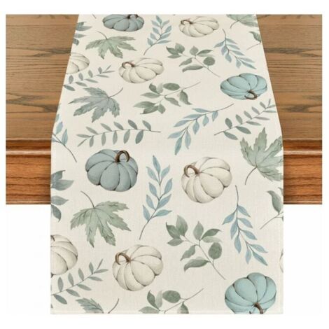 Runner da tavolo a forma di zucca blu da 13" x 72" per l'autunno - Decorazioni da tavola