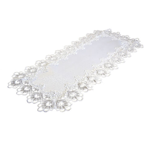 Runner da tavolo bianco con pizzo guipure 40/85