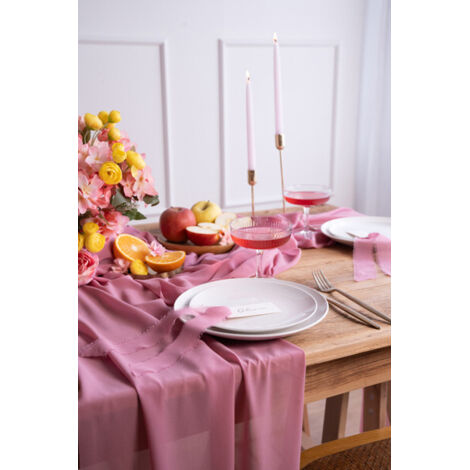 Runner da tavolo in chiffon, rosa scuro, 0,48 x 5 m