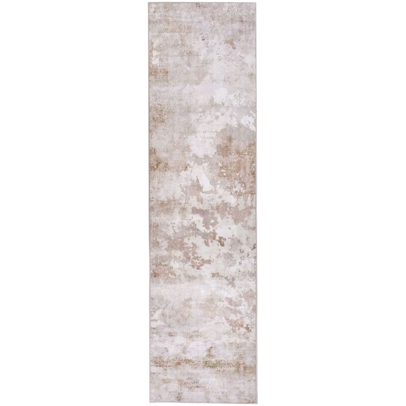 Runner Rug Beige Fabric 80 x 300 cm Modern Solid Hallway For Underfloor Heating Anti-Slip Bottom TARSUS